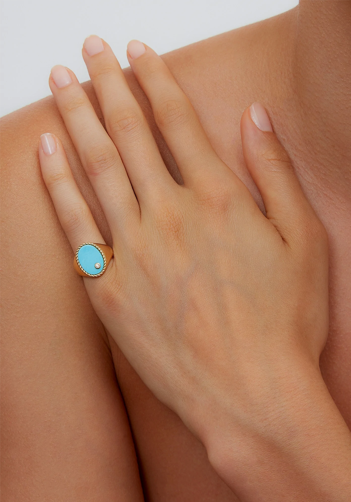 Bague Chevalière Ovale Turquoise - Yvonne Léon