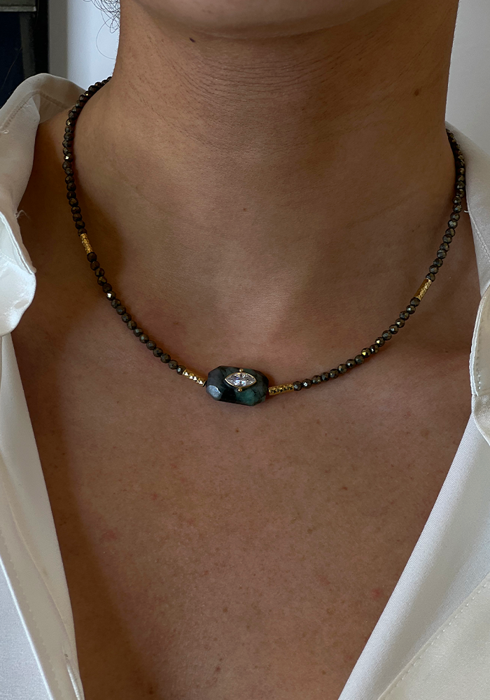 Choker Inside Émeraude Et Pyrite - Hanka In