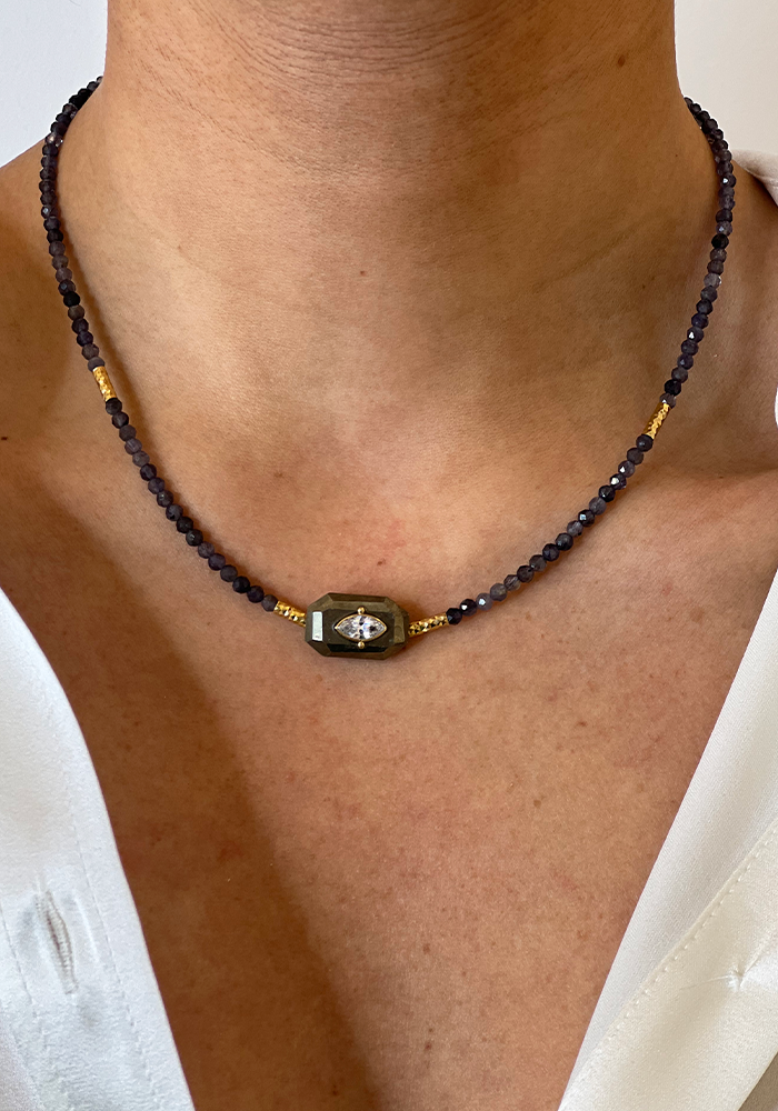 Choker Inside Iolite Et Pyrite - Hanka In