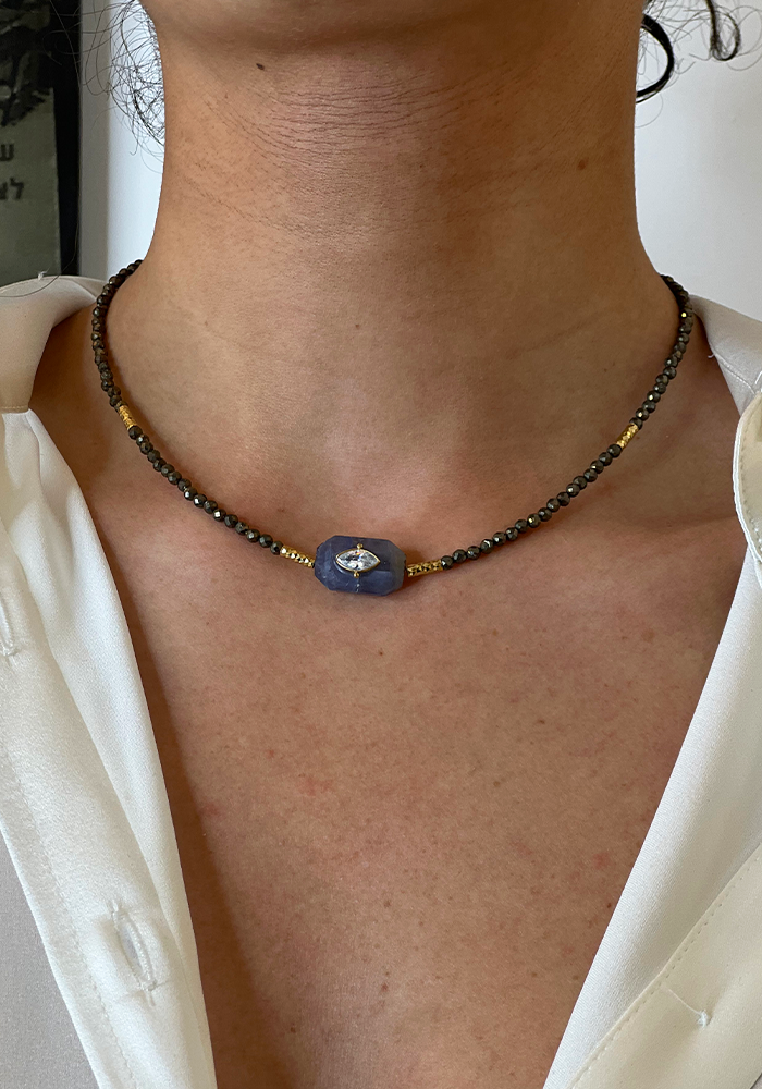 Choker Inside Pyrites Et Iolite - Hanka In