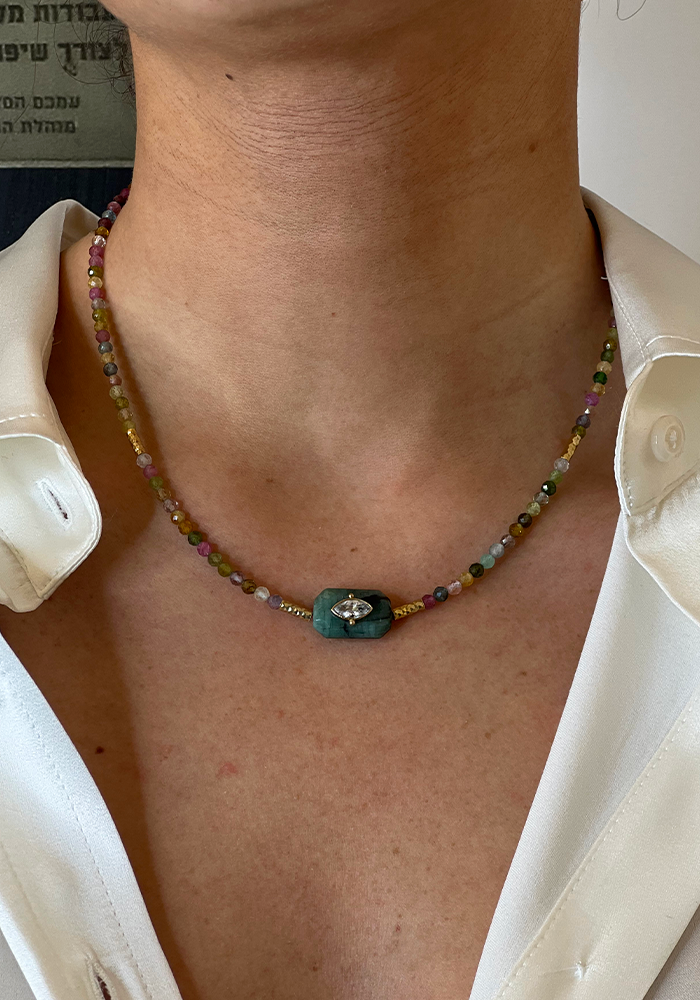 Choker Inside Tourmalines Et Émeraude - Hanka In