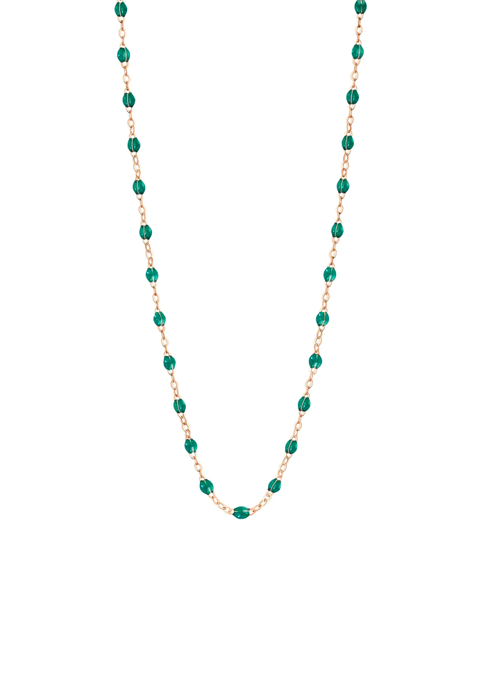 Collier Classique Gigi Or Rose Et Résines Emeraude 45cm - Gigi Clozeau