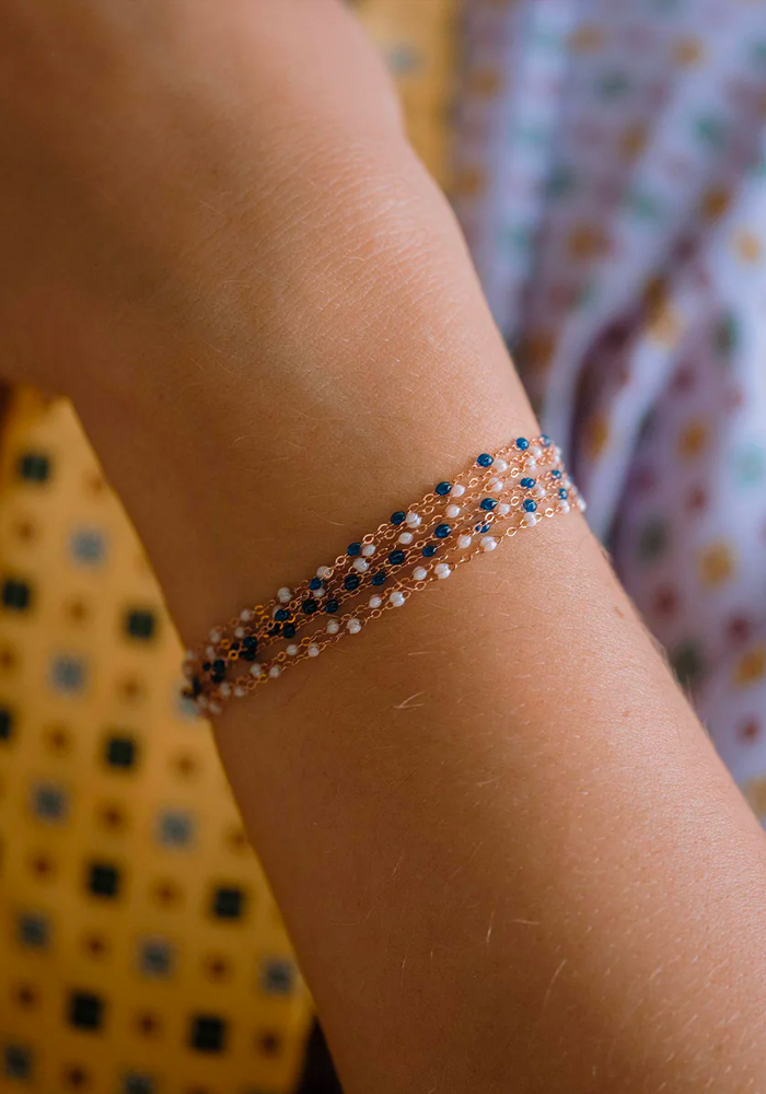 Bracelet Classique Gigi Or Rose Et Résines Bleu De Prusse 17cm - Gigi Clozeau