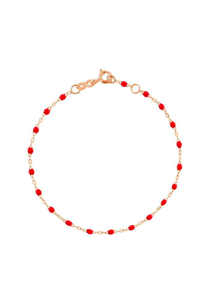 Bracelet Classique Gigi Or Rose Et Résines Coquelicot 17cm