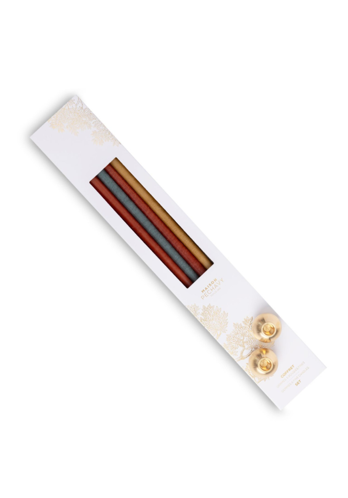 Coffret Terracotta Cierges Et Bougeoirs Gemmes - Maison Pechavy