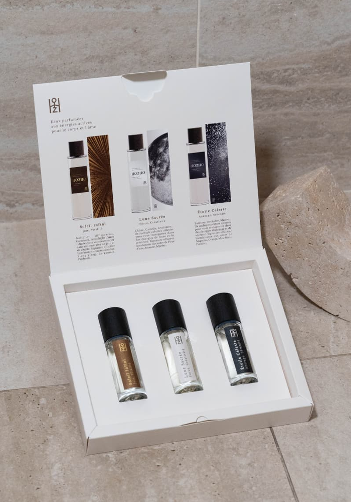 Coffret 3 Eaux Parfumées Soleil Infini, Lune Sacrée Et Étoile Celeste - Hozho Paris