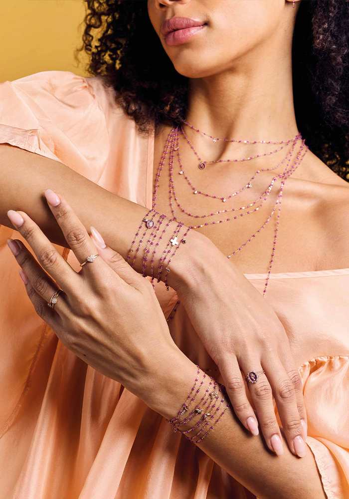 Bracelet Classique Gigi Or Rose Et Résines Galaxy 17cm - Gigi Clozeau