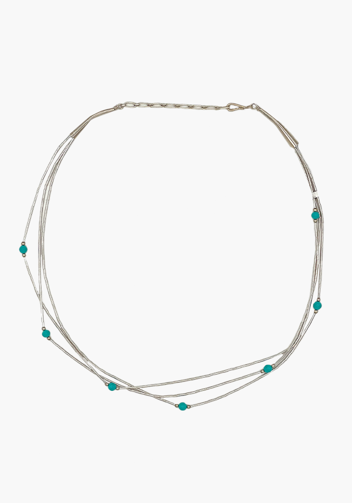 Collier 3 Rangs Argent Et Turquoises - Sélectionné par Blush