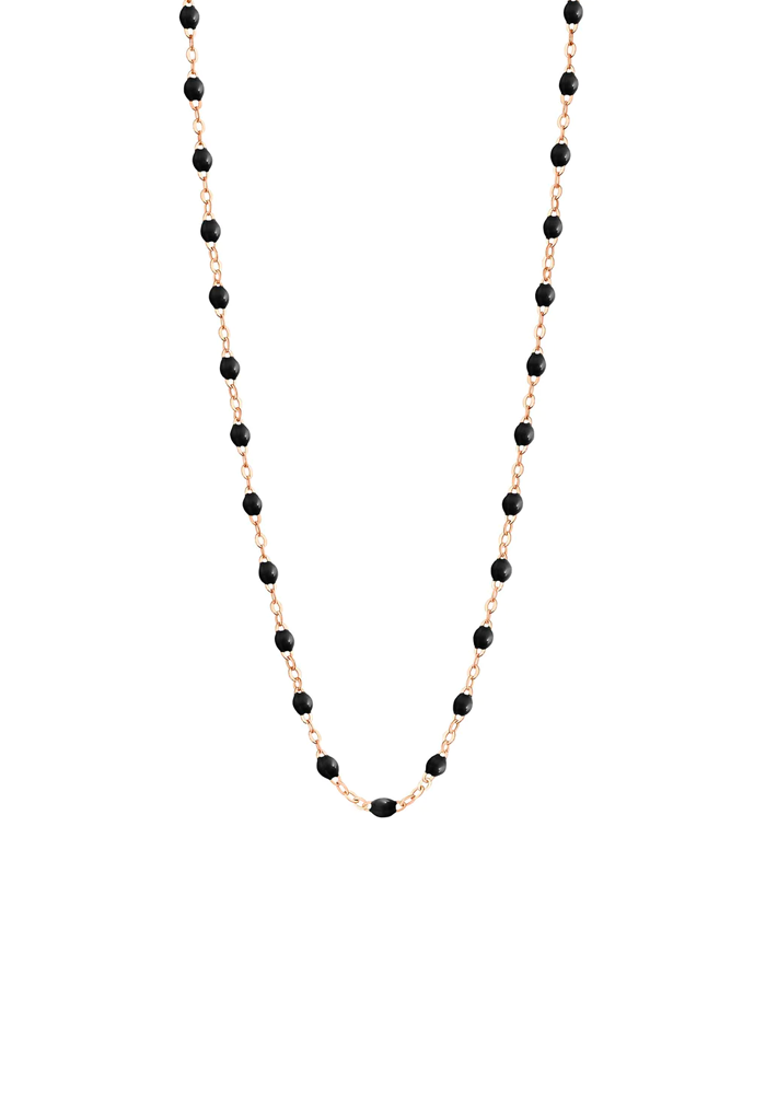Collier Classique Gigi Or Rose Et Résines Noires 45cm - Gigi Clozeau