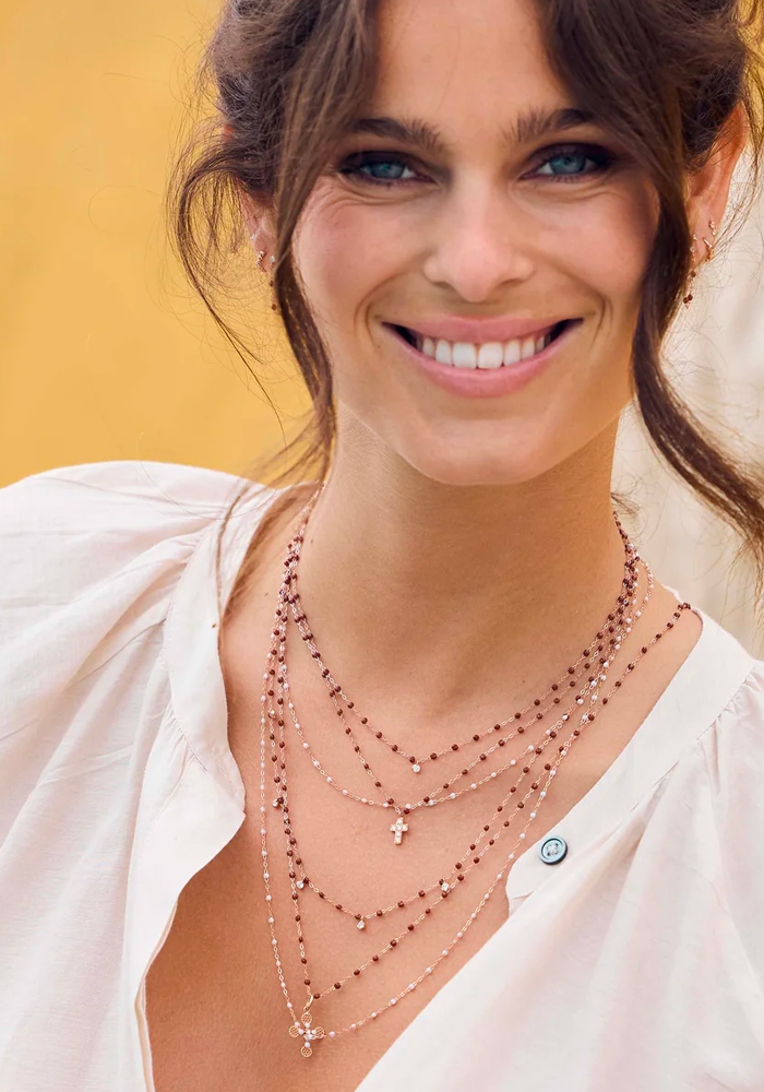 Collier Classique Gigi Or Rose Et Résine Moka 42 cm - Gigi Clozeau