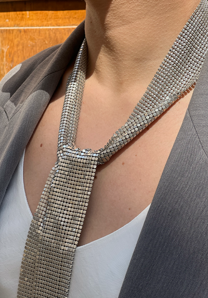 Collier Montalivet Écharpe X Blush Argenté - Perrine Taverniti