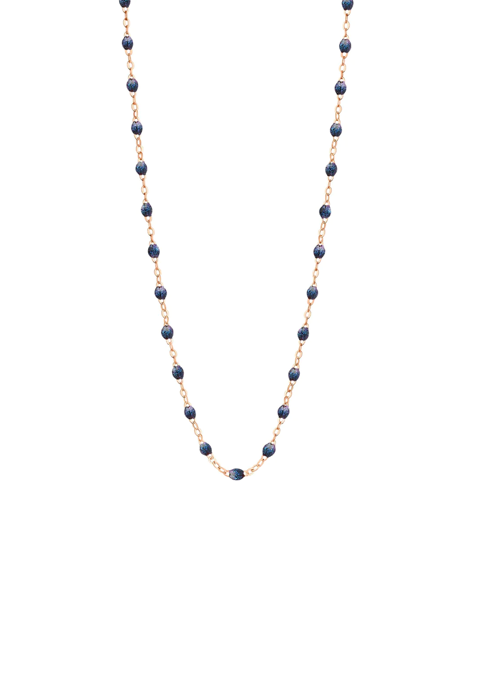 Collier Classique Gigi Or Rose Et Résines Bleu Nuit 42cm - Gigi Clozeau