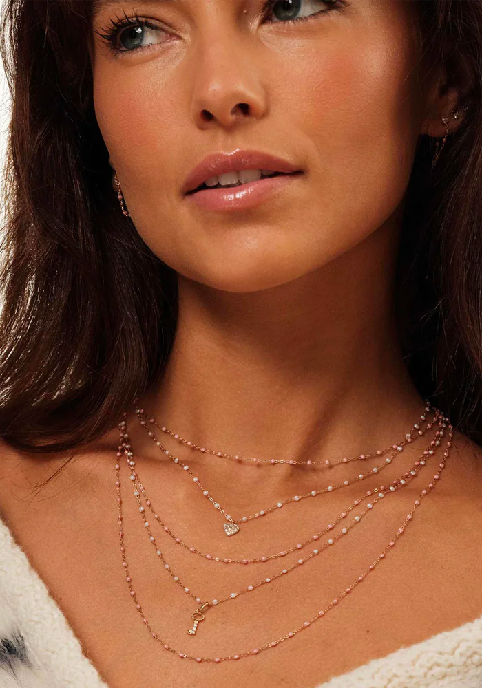 Collier Classique Gigi Or Rose Et Résine Blush 42cm - Gigi Clozeau