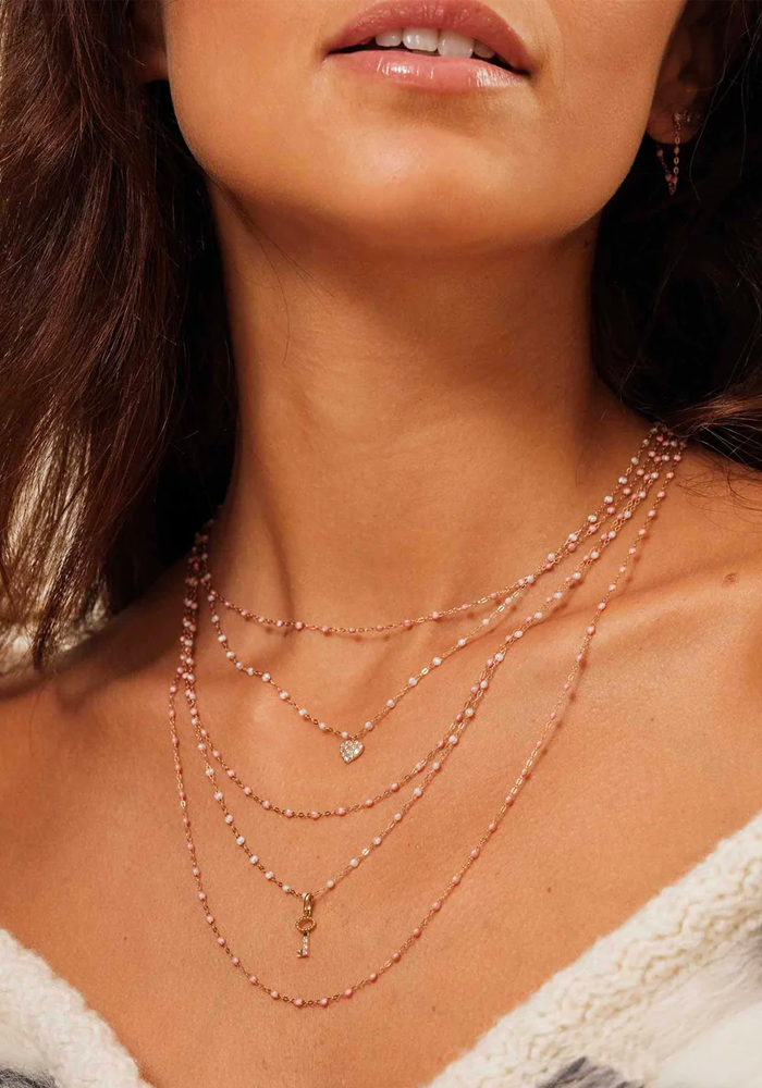 Collier Classique Gigi Or Rose Et Résines Blush 45cm - Gigi Clozeau