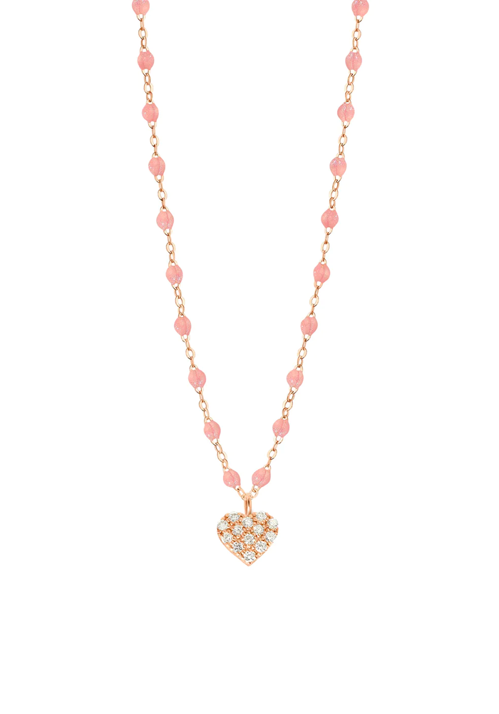 Collier Coeur In Love Or Rose Diamants Et Résines Blush 42cm - Gigi Clozeau