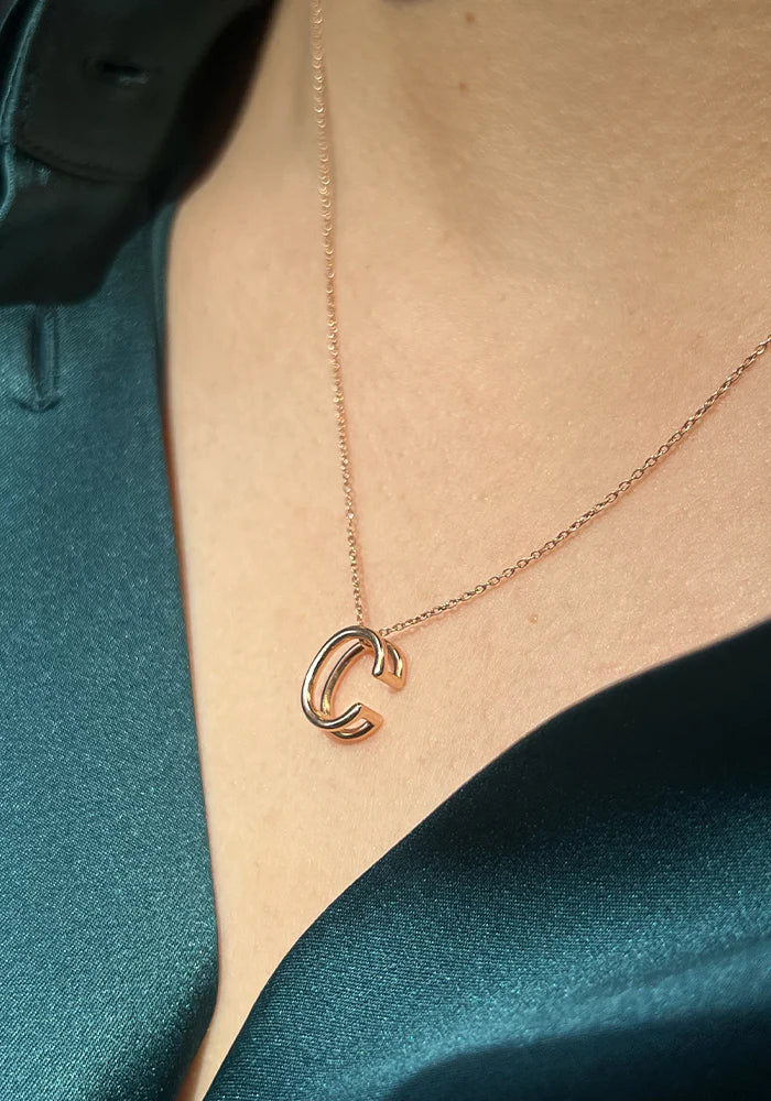 Collier Lettre C Or Rose 14K - Kismet By Milka
