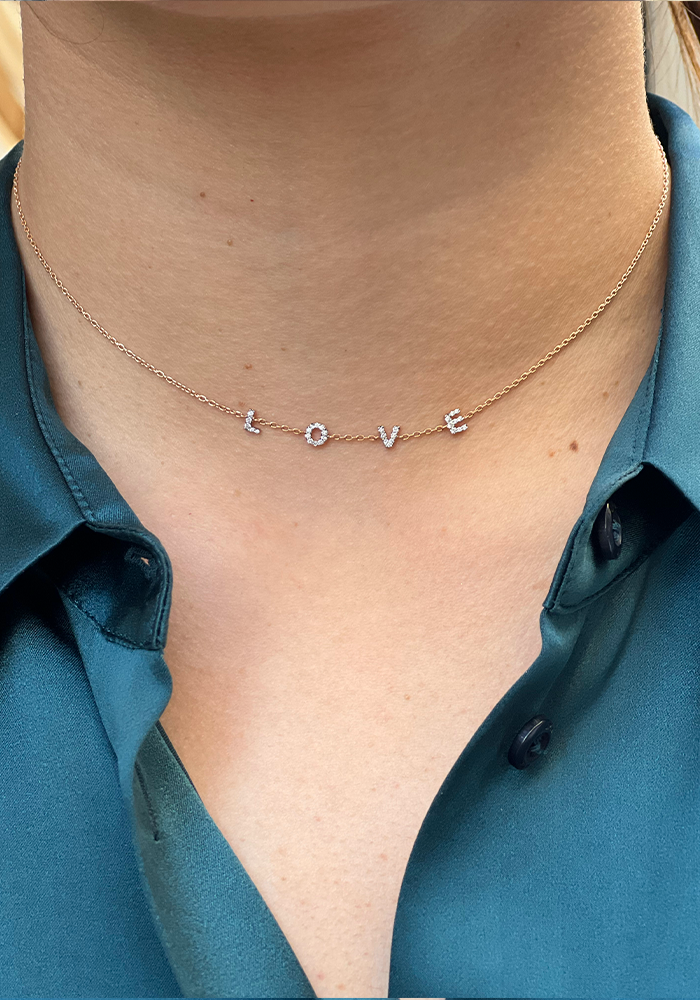 Collier "Love" Lettres Détachées Diamants Blancs