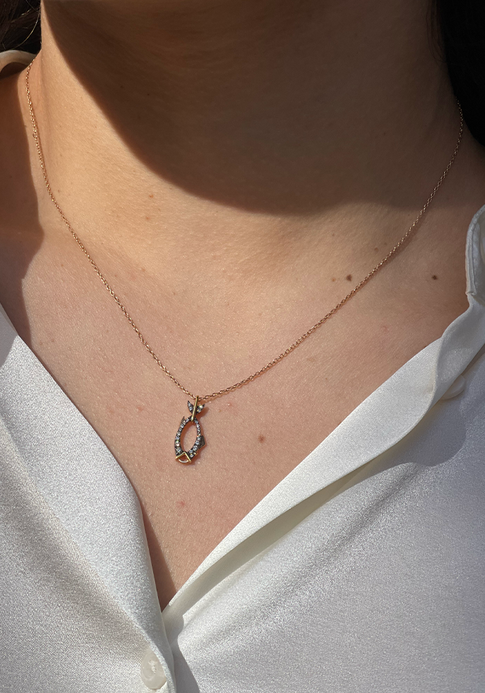 Collier "Something Fishy" Diamants & Or Rose 14k