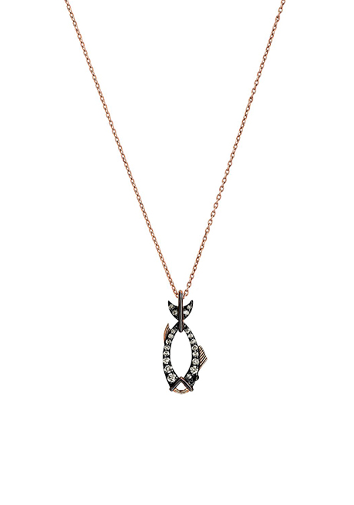 Collier "Something Fishy" Diamants & Or Rose 14k