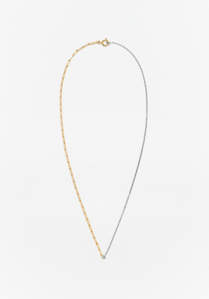 Collier Solitaire Diamant Rond Deux Ors
