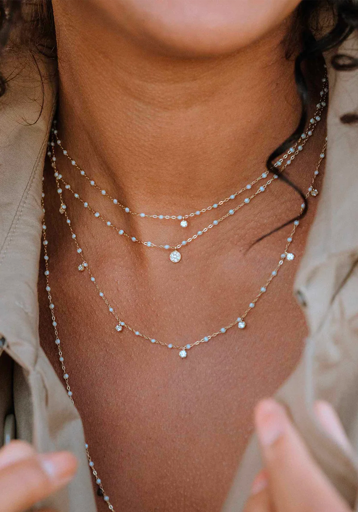 Collier Gigi Suprême Or Rose Diamant Et Résines Opale 42cm - Gigi Clozeau