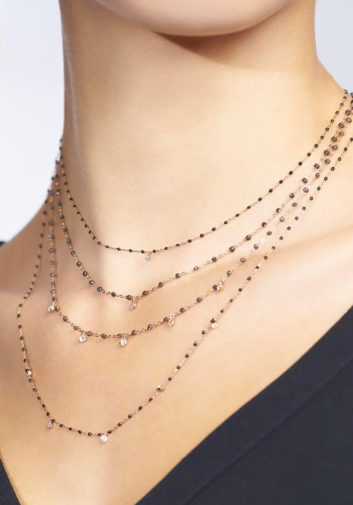 Collier Gigi Suprême Or Rose Diamant Et Résines Quartz 42cm - Gigi Clozeau