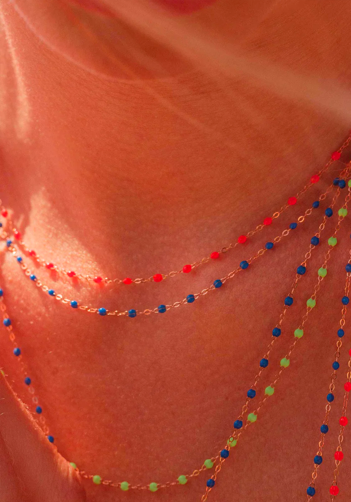 Collier Classique Gigi Or Rose Et Résines Corail 42cm