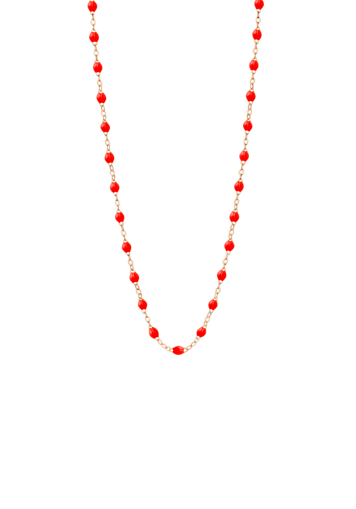 Collier Classique Gigi Or Rose Et Résines Corail 42cm