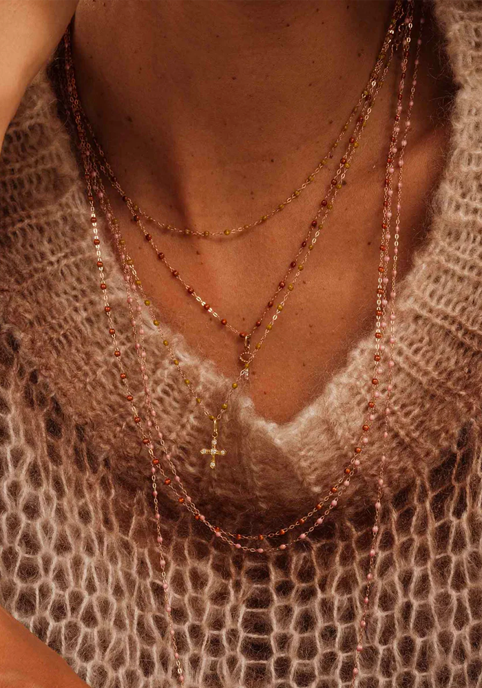 Collier Classique Gigi Or Rose Et Résines Gold 42cm - Gigi Clozeau