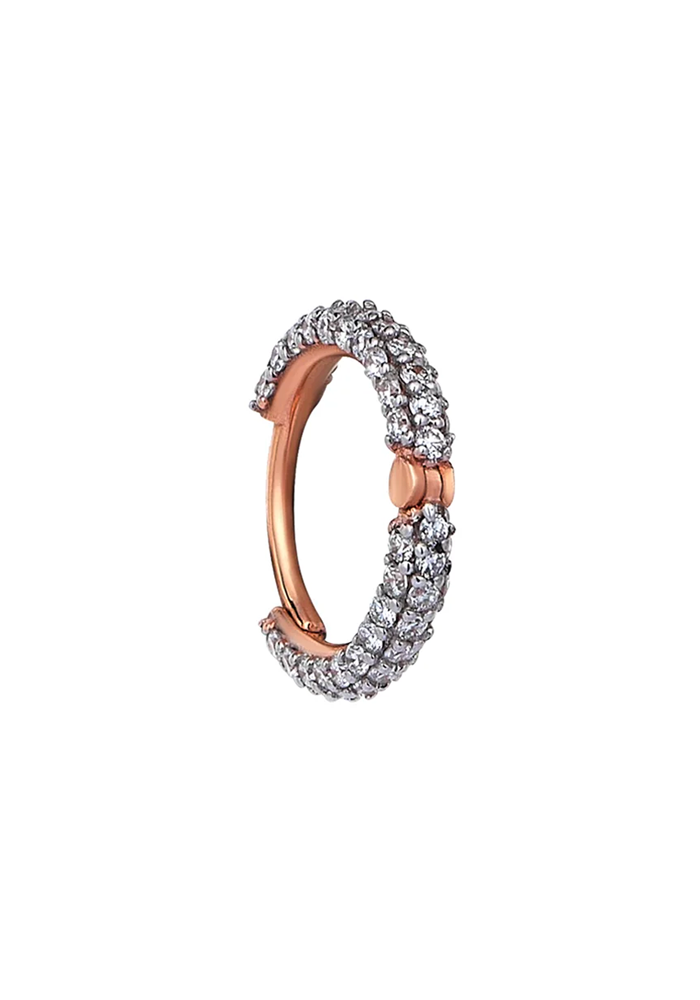 Boucle D’oreille Créole Épaisse En Or Rose Et Diamants Blancs - Kismet By Milka