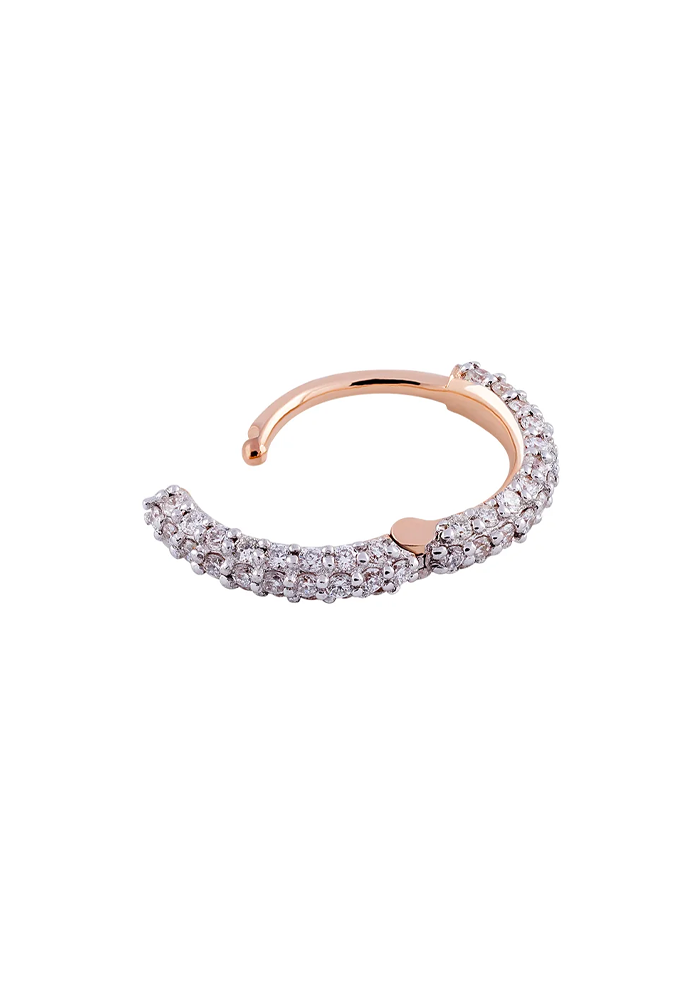Boucle D’oreille Créole Épaisse En Or Rose Et Diamants Blancs - Kismet By Milka