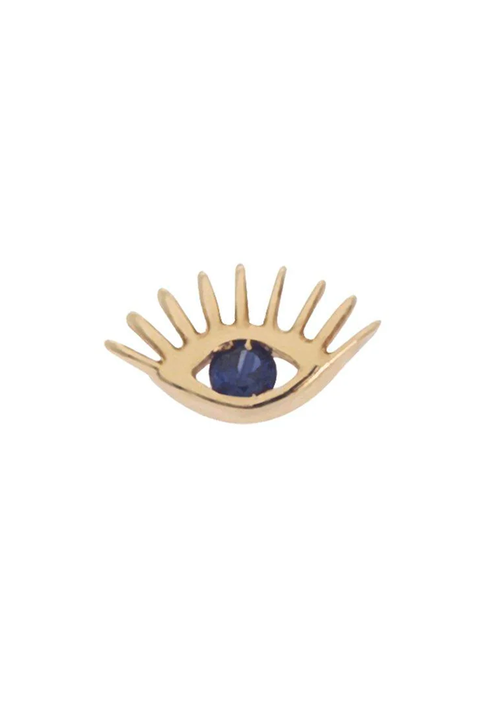 Pendiente de ojo malvado de oro rosa y zafiro
