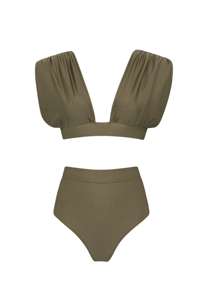 Traje de baño de dos piezas color topo Monceau