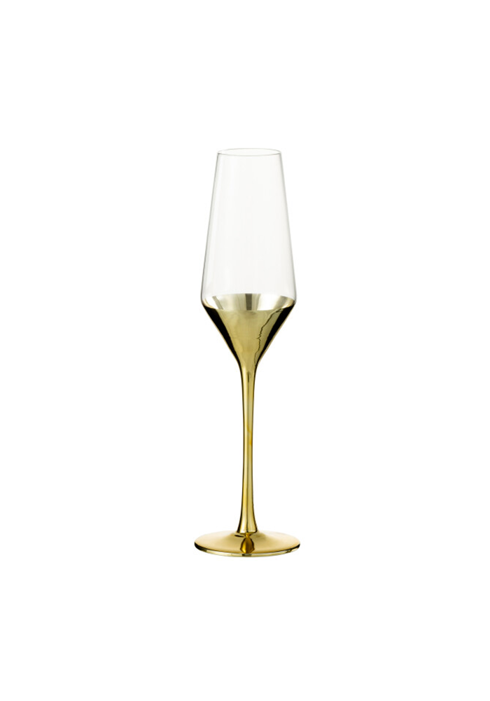 Flûte À Champagne En Verre Pied Doré - Blush Sélection Décoration