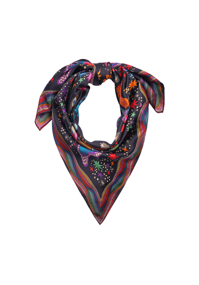 Foulard Crazy World Noir Medium - Wild Paris