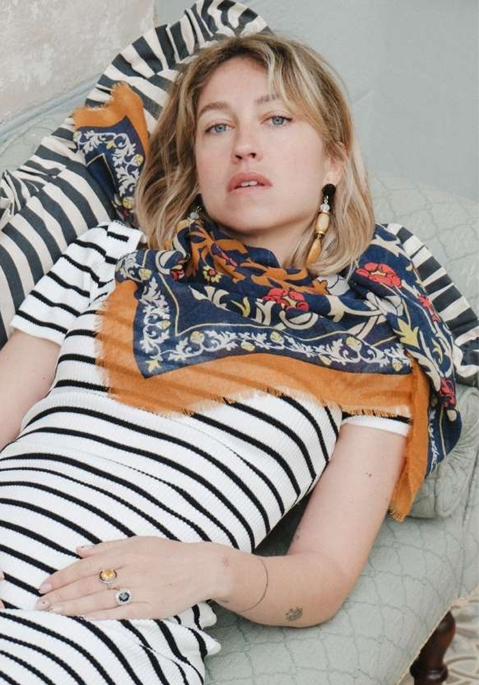 Foulard Marie Antoinette Ls Navy - Maison Lecomte Flamant