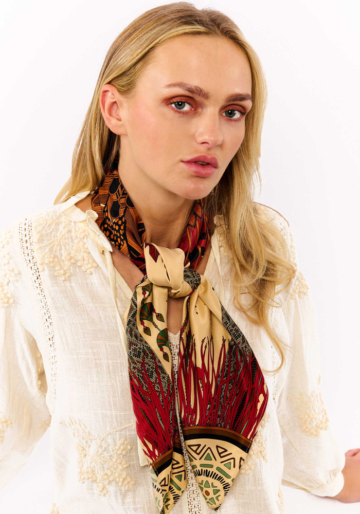 Foulard Nouveau Western Beige Medium - Wild Paris