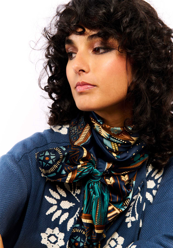 Foulard Nouveau Western Bleu Medium - Wild Paris
