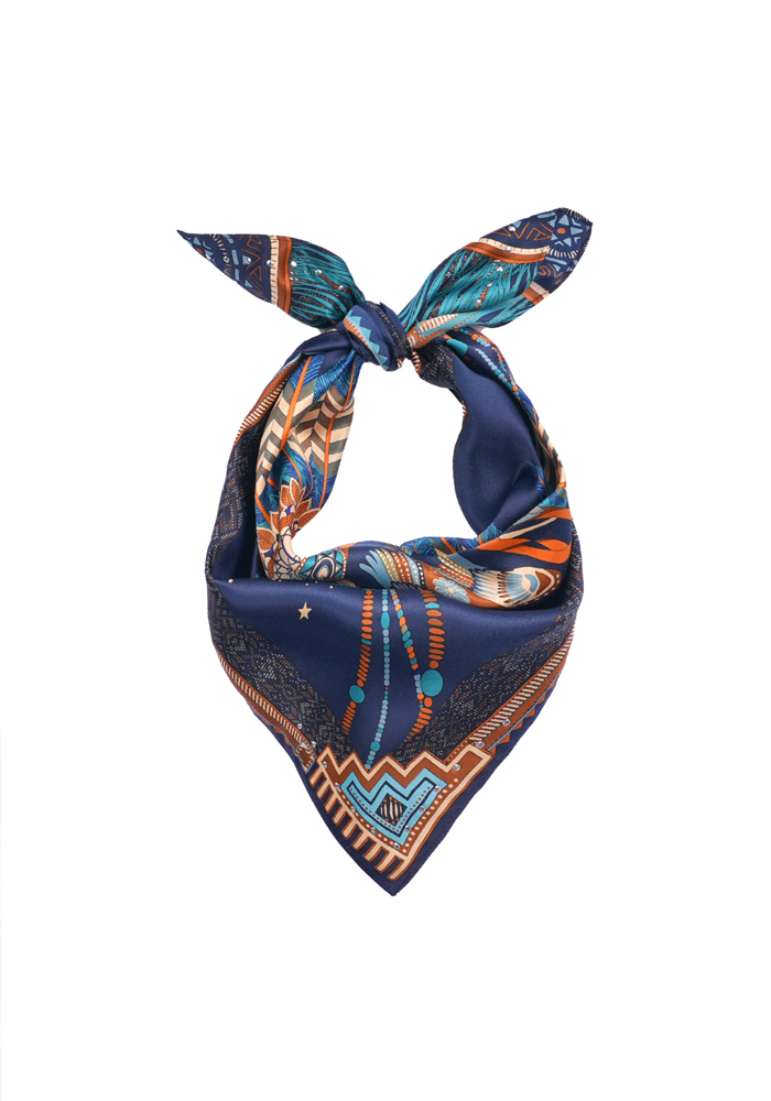 Foulard Nouveau Western Bleu Mini - Wild Paris