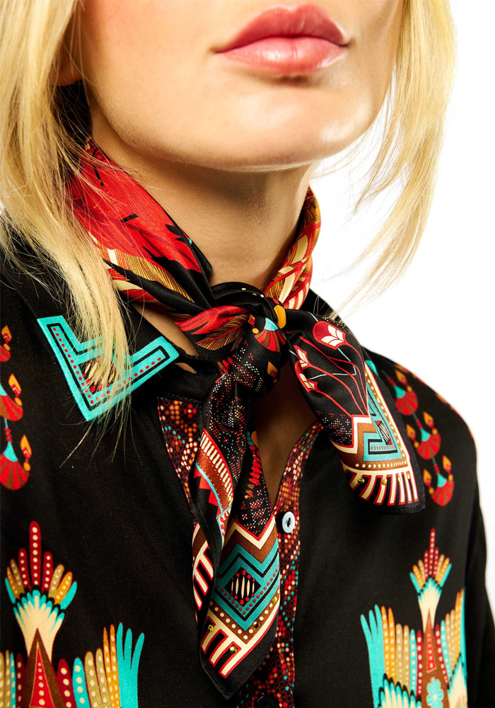 Foulard Nouveau Western Noir Mini - Wild Paris