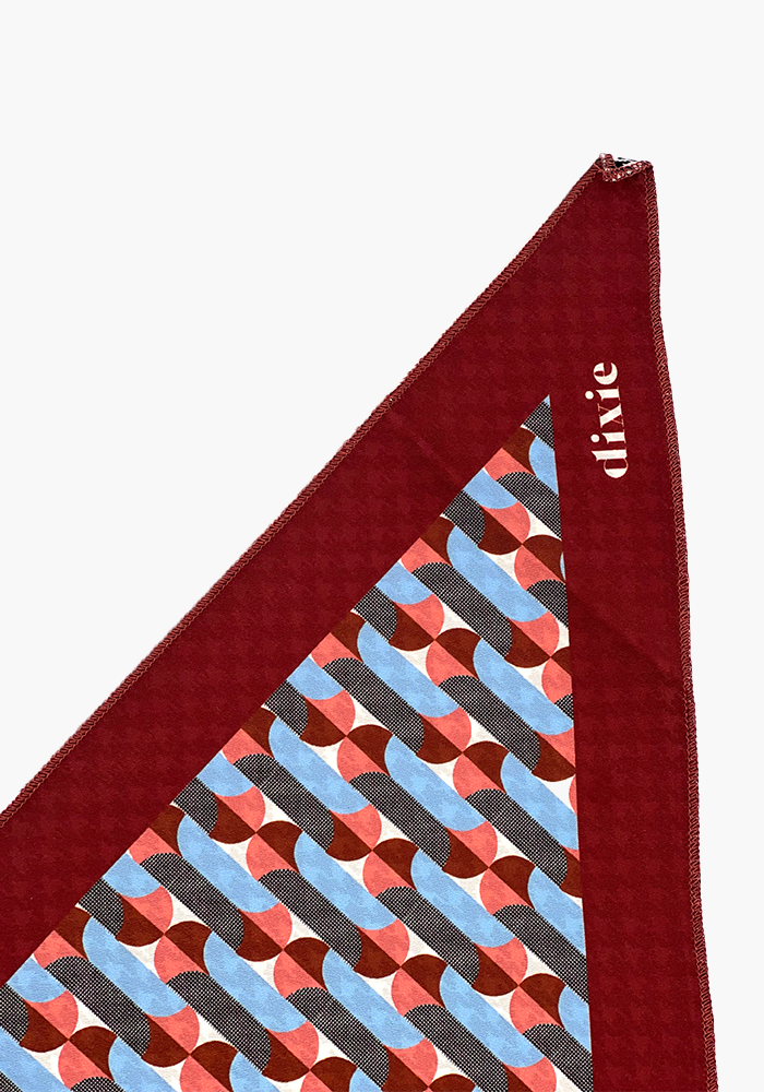 Foulard Triangle Pied De Poule Bordeaux Et Bleu - Dixie