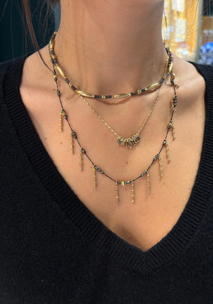 Chocker Prism Plaqué Or Et Tourmalines