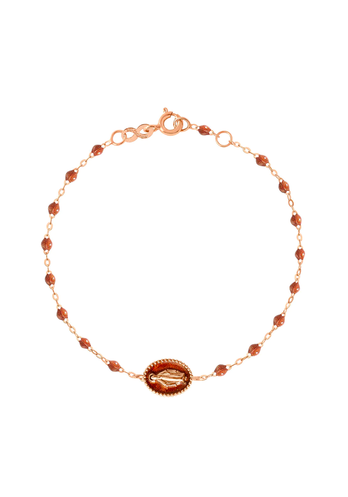 Bracelet Madone Or Rose Et Résines Fauve 17cm - Gigi Clozeau