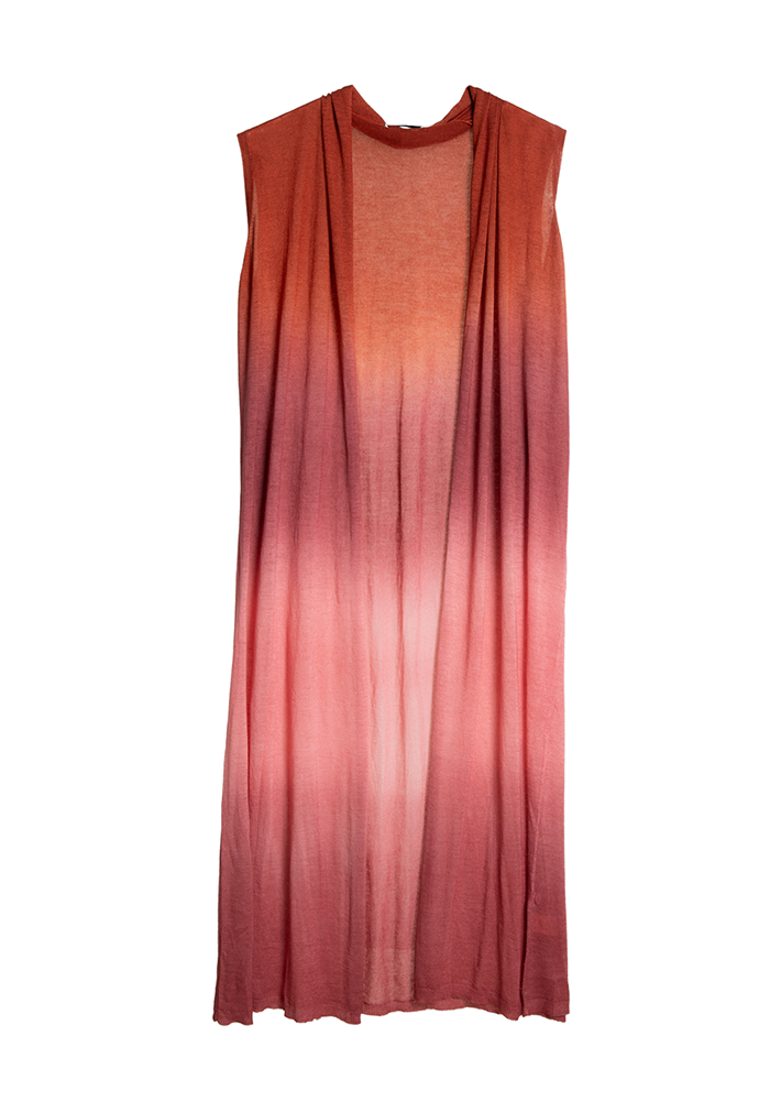 Gilet Long Coat Sleeveless Red - Mirror In The Sky