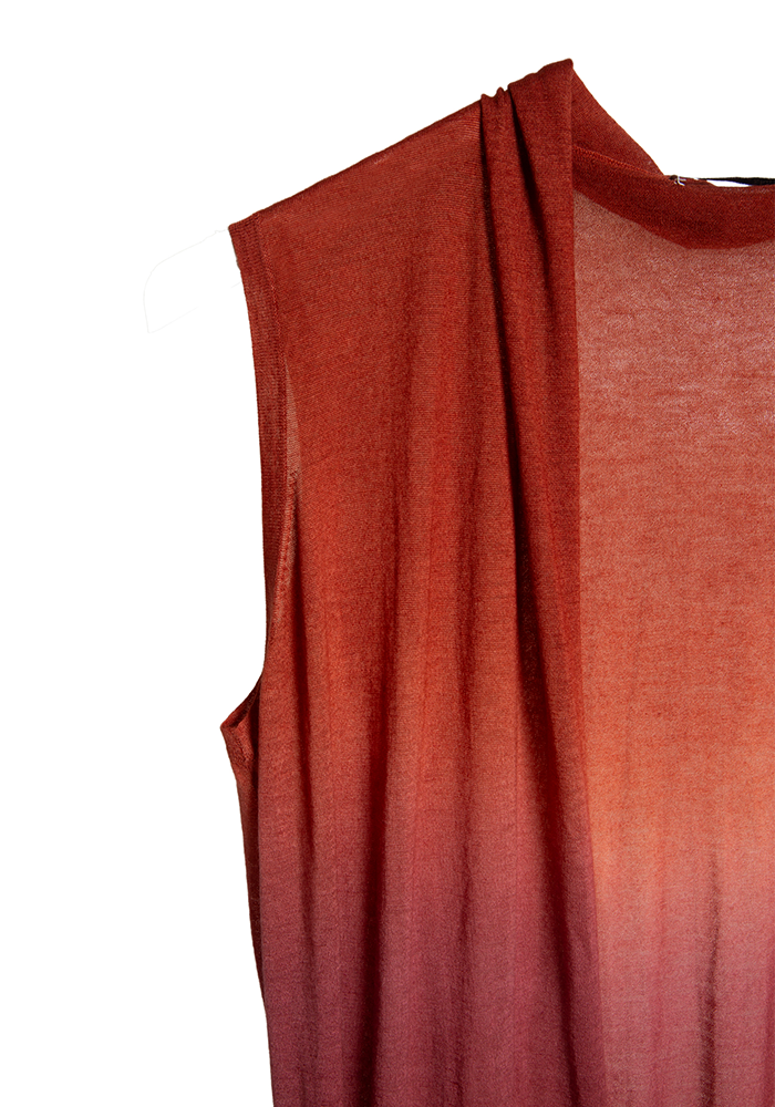 Gilet Long Coat Sleeveless Red - Mirror In The Sky