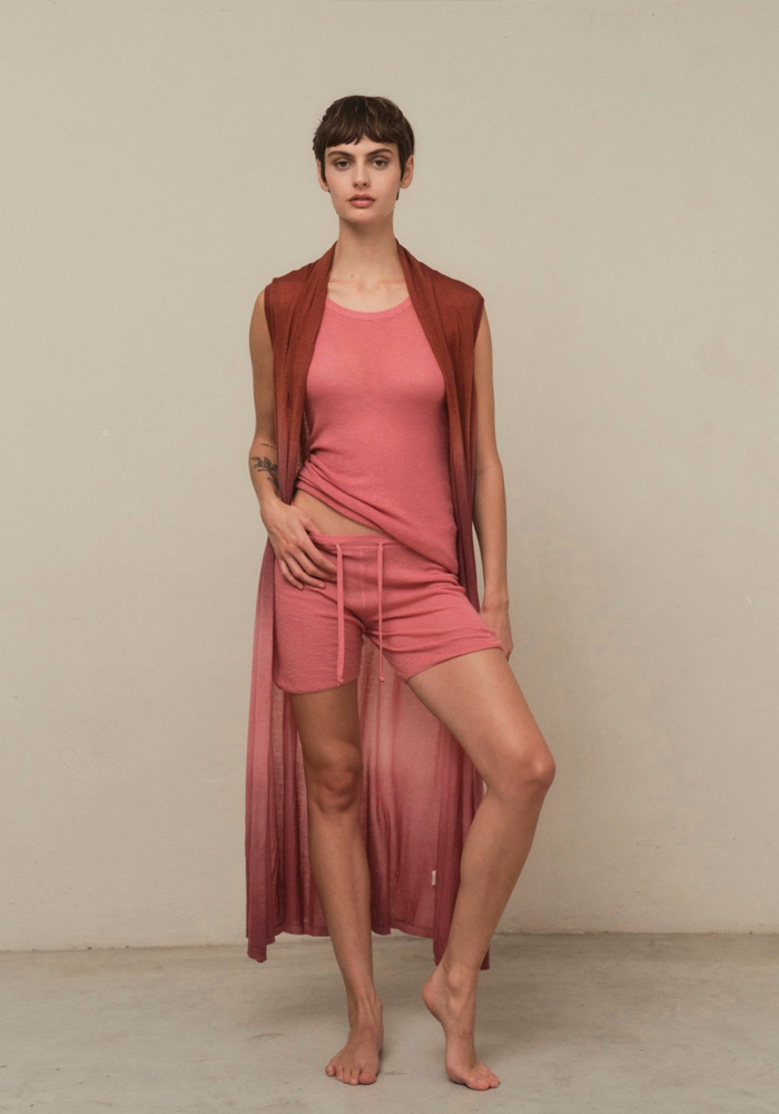 Gilet Long Coat Sleeveless Red - Mirror In The Sky