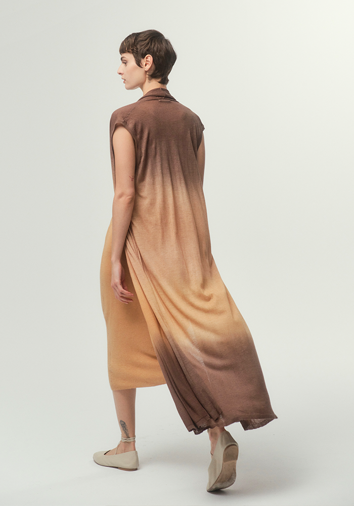 Gilet Long Coat Sleeveless Sand - Mirror In The Sky