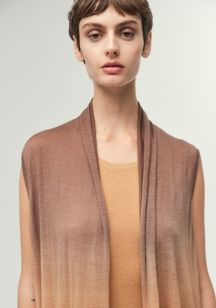 Gilet Long Coat Sleeveless Sand - Mirror In The Sky