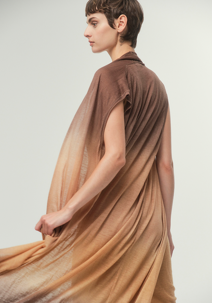 Gilet Long Coat Sleeveless Sand - Mirror In The Sky