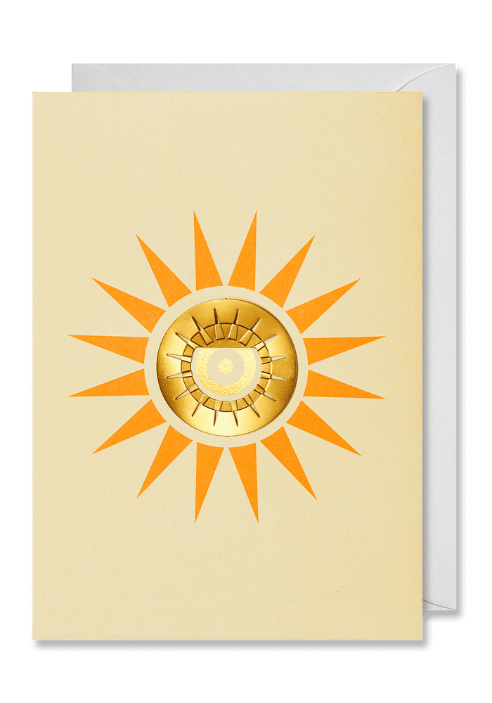 Carte de Vœux Soleil avec Clip Doré - Octaevo